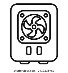 Gebrochene Fächereinheit Symbol Umrissvektor. Reparatur der Klimaanlage. Service zu Hause