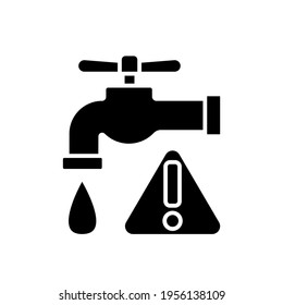 Broken Faucet glyph icon. Plumbing. Thin line customizable illustration. Contour symbol. Vector isolated outline drawing.