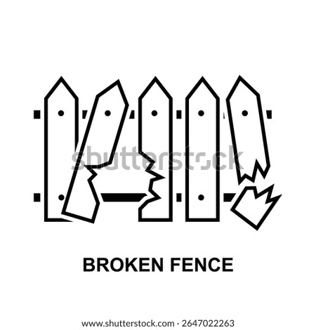 Broken  fence icon. Broken fence. Front side view isolated on background vector illustration.
