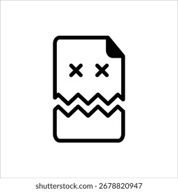 Broken File Icon. Corrupted file symbol. Vector Illustration for web design. Isolated on white background.