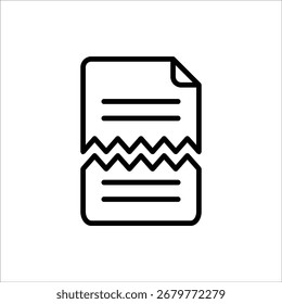 Icono de archivo roto. Símbolo de archivo dañado. Ilustración vectorial para el Diseño web. Aislado sobre fondo blanco.