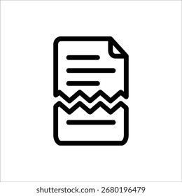 Ícone de Arquivo Desfeito. Símbolo de arquivo corrompido. Ilustração vetorial para design na Web. Isolado no fundo branco.