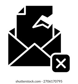 Broken File Icon Glyph Style Vector Illustration