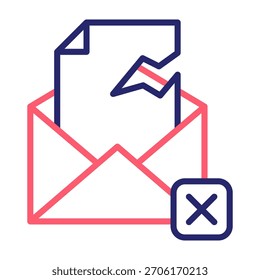 Broken File Icon Line Color Style Vector Illustration