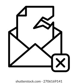 Broken File Icon Line Style Vector Illustration