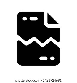 broken file icon. vector glyph icon for your website, mobile, presentation, and logo design.