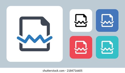 Broken File icon - vector illustration . Broken, Damaged, File, Document, Delete, Page, Paper, Sheet, Error, Corrupt, line, outline, flat, icons .