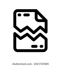 icono de archivo roto. icono de línea vectorial para tu sitio web, móvil, presentación y diseño de logotipo.