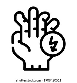 broken fingers cutting ache line icon vector. broken fingers cutting ache sign. isolated contour symbol black illustration