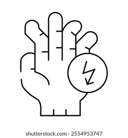 broken fingers cutting ache line icon vector. broken fingers cutting ache sign. isolated contour symbol black illustration