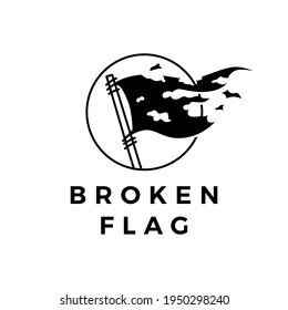 broken flag torn logo vector icon illustration svg