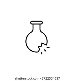 Broken Flask Vessel Outline Icon Single Line Linear Style