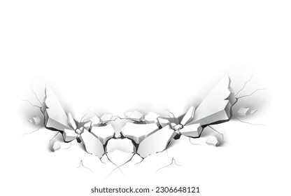 broken floor abstract illustration isolated on white background.