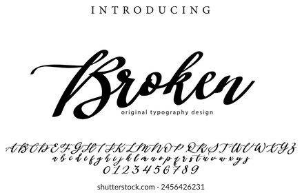 Broken Font Stylish brush painted an uppercase vector letters, alphabet, typeface