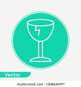 Broken fragile vector icon sign symbol