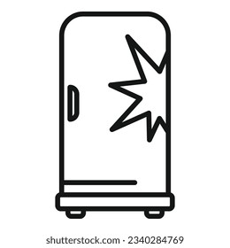 Broken fridge cooler icon outline vector. Repair service. Home work