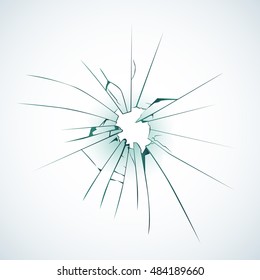 Broken frosted window pane or front door glass background decorative realistic daylight design vector illustration