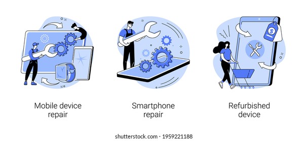 Broken gadget abstract concept vector illustrations.