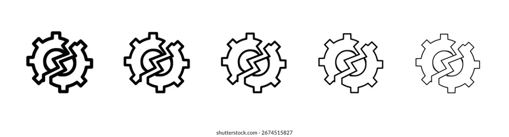 Diseño roto del icono del engranaje, logotipo, App, UI. Ilustración vectorial, EPS