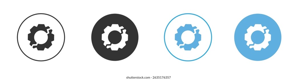 Broken gear icon Editable flat style, illustration icons