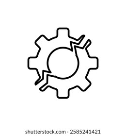 broken gear icon Flat vector set outline