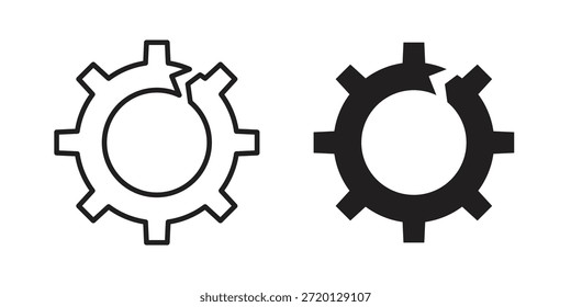 Ilustración de icono de engranaje roto, Vector de línea delgada, signo de Diseño web,