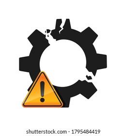 Broken Gear Icon Isolated On White Background Vector Illustration.