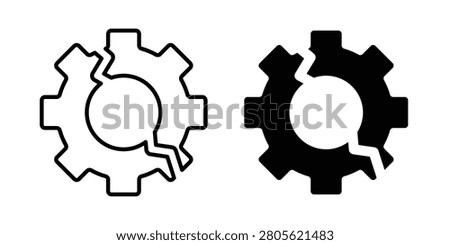 Broken gear icon line graphics bundle.