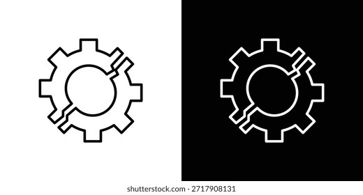 Icono de engranaje roto - Estilo de línea. diseño de Plantilla de símbolos