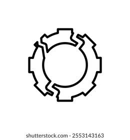 Broken gear icon linear logo isolated