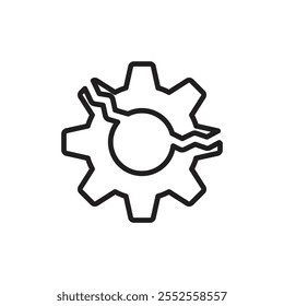 Icono de engranaje roto Simple contorno delgado