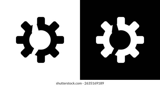 Símbolos rotos del icono del engranaje. Ilustración vectorial.