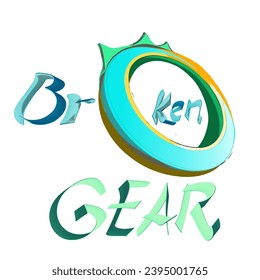 broken gear, the icon that says broken gear or broken drive wheel movement, full of color, without background