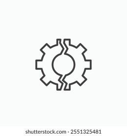 Broken gear icon vector illustration. EPS10