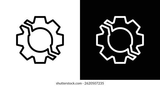 Vector roto del icono del engranaje, Plantilla del logotipo de la ilustración en estilo de moda