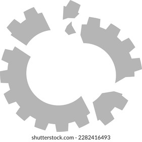 Broken gear isolated vector illustration.