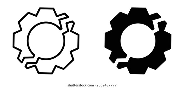 Conjunto de Vector de icono de revestimiento de engranaje roto.