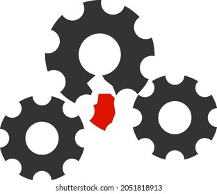 Broken gear mechanism vector illustration. Flat illustration iconic design of broken gear mechanism, isolated on a white background.