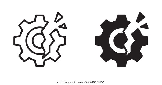 Icono de Vector de engranaje roto colección de símbolo