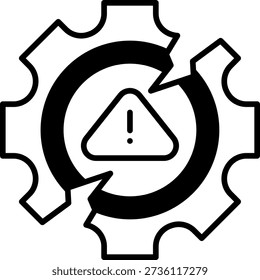 Broken Gear with Warning Sign Inside, Malfunction Concept