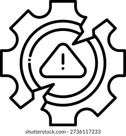 Broken Gear with Warning Sign - System Error Icon