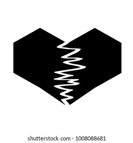 Broken geometric heart icon in trendy flat style. Broken heart icon page symbol for your web site design.