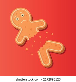 Broken gingerbread drawing vector art.