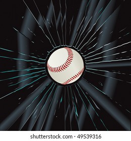 Broken Glass 2 Baseball Vector Drawing