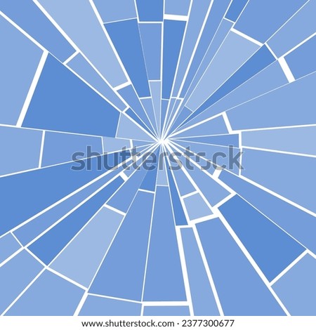 Broken glass background. Cracked glass pane. Cracks on screen, blue and white vector texture.