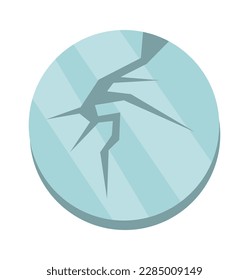 Broken glass ball flat icon Trash sorting and utilization. Vector illustration