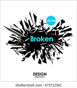 Broken glass or Big Bang vector cool design elements