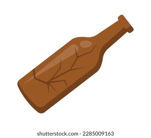 Icono plano del frasco de vidrio roto Ordenación y utilización de la basura. Ilustración del vector