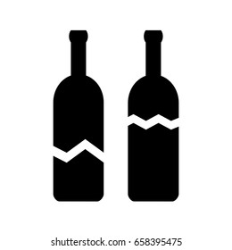 Broken glass bottle vector icon