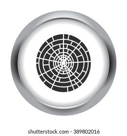 Broken glass bullet hole simple icon on round  background